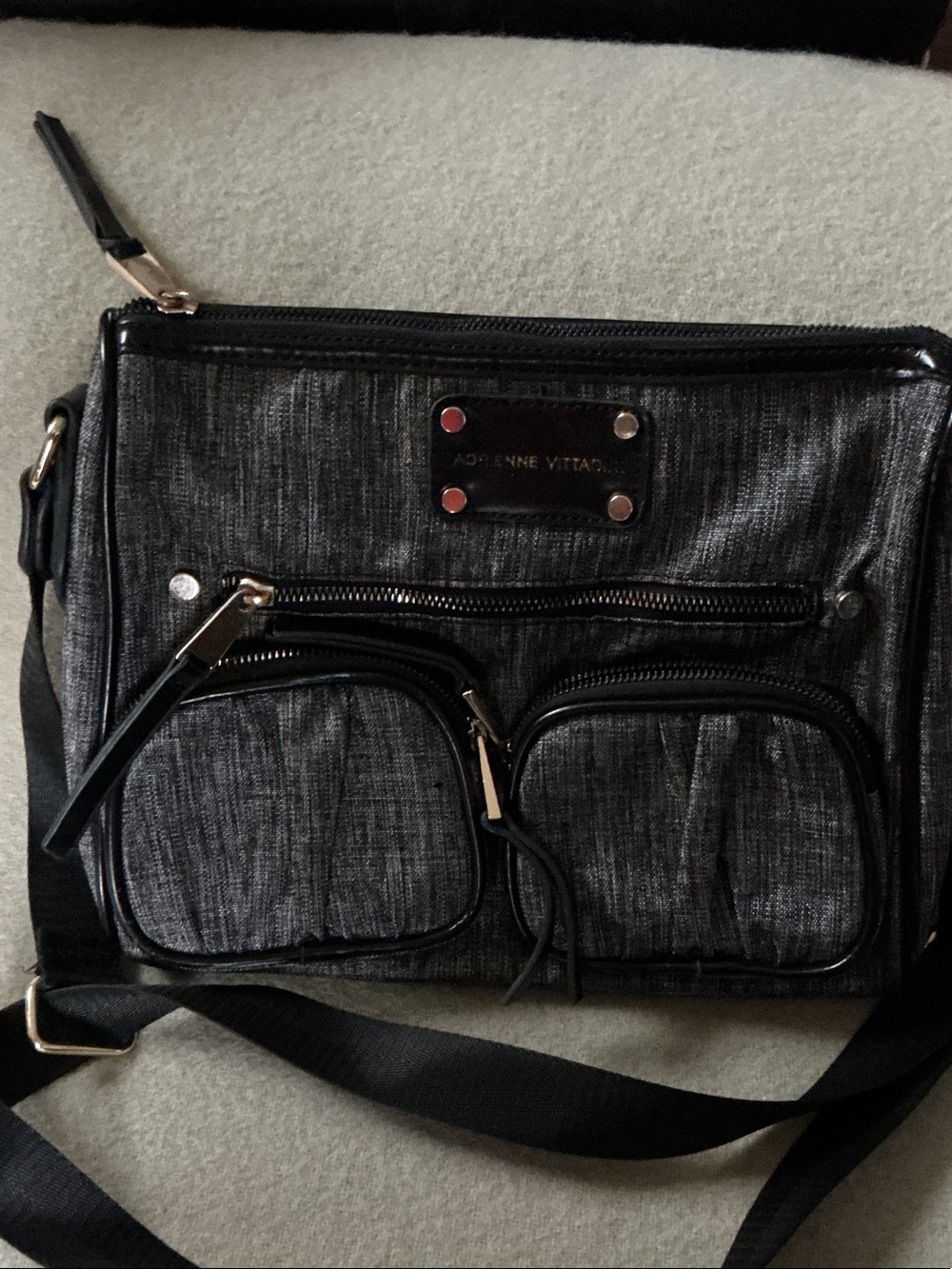 Adrienne Vittadini Black Gray Crossbody Bag